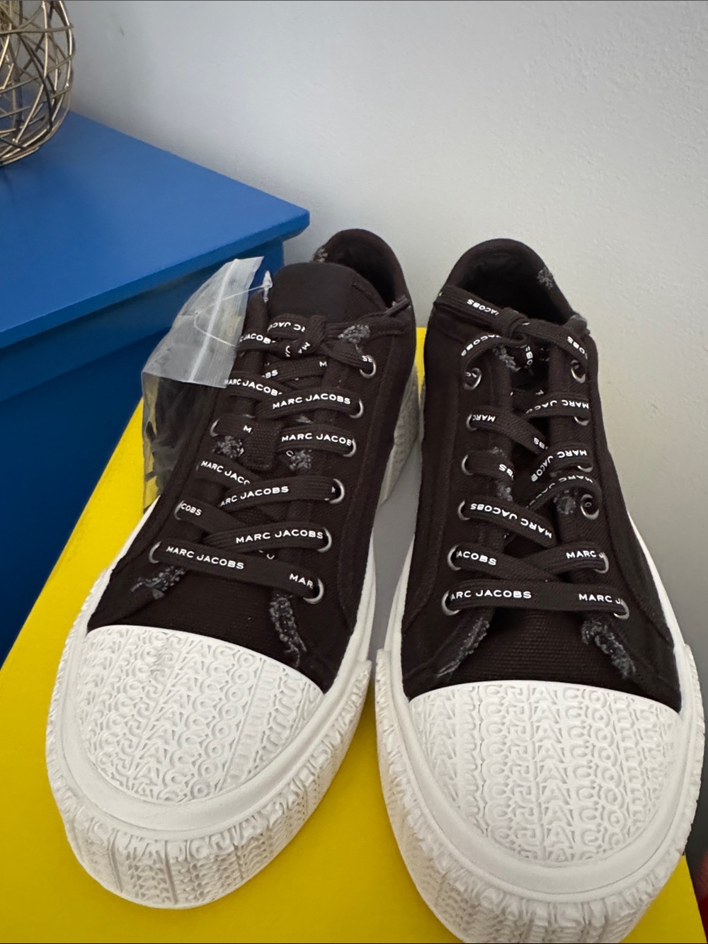 Marc Jacobs The Sneaker Black Canvas Platform Sneakers w/ White Sole - Picture 4 of 11